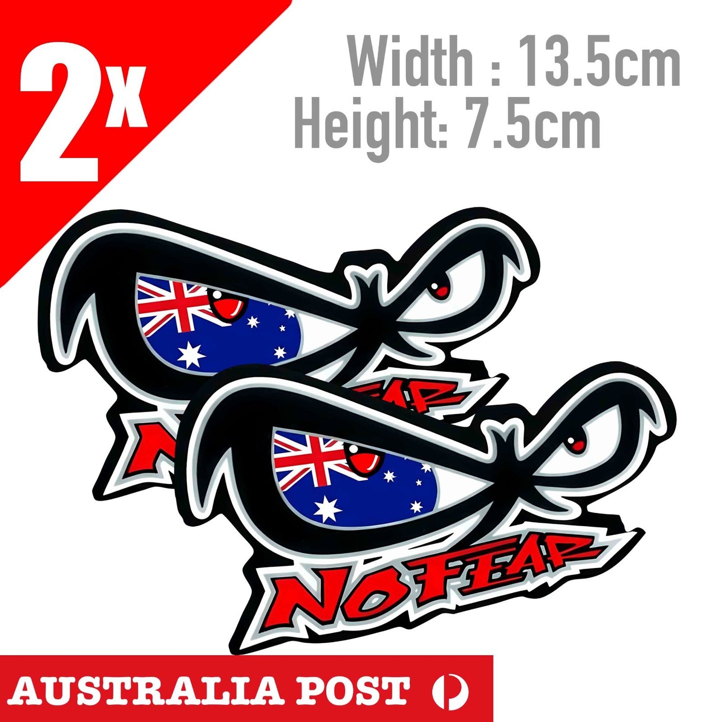 No Fear eyes Australian Flag, dirt ride helmet Motorcycle off road Vinyl Sticker