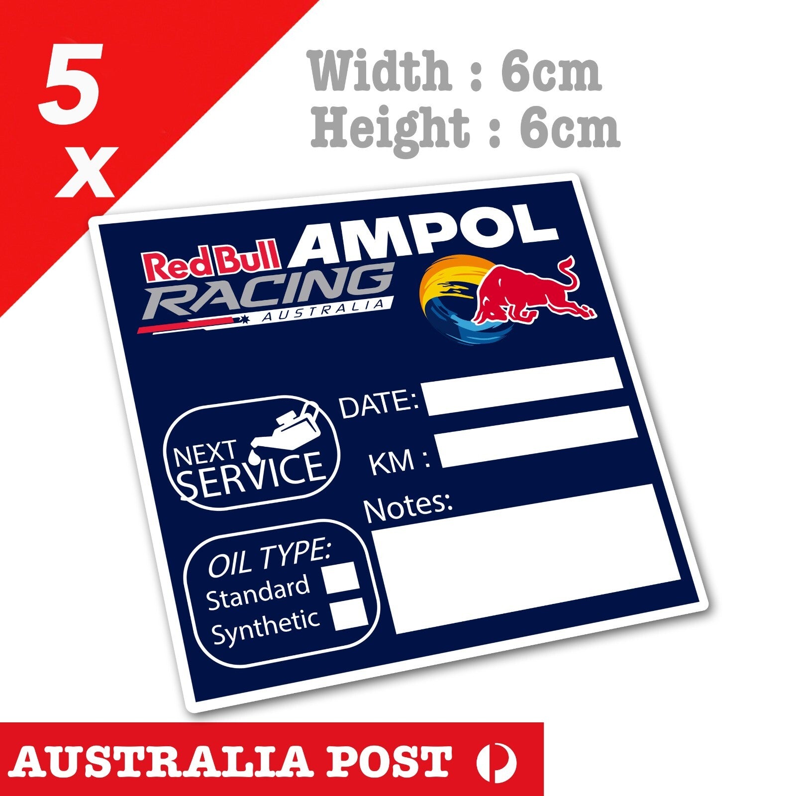 AMPOL RED BULL RACING, Oil Change Service Reminder Car Window Stickers
