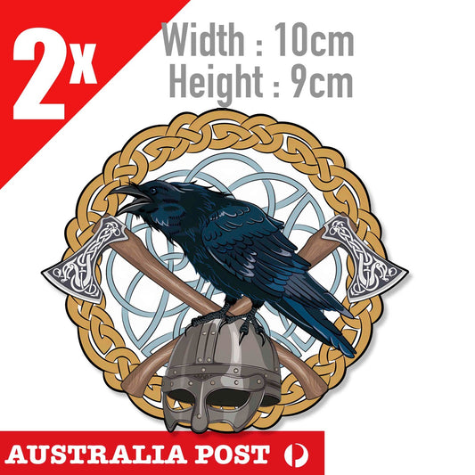 Odin Viking CROW Head,Rune Axes & Crow  - Nordic, mythology Stickers