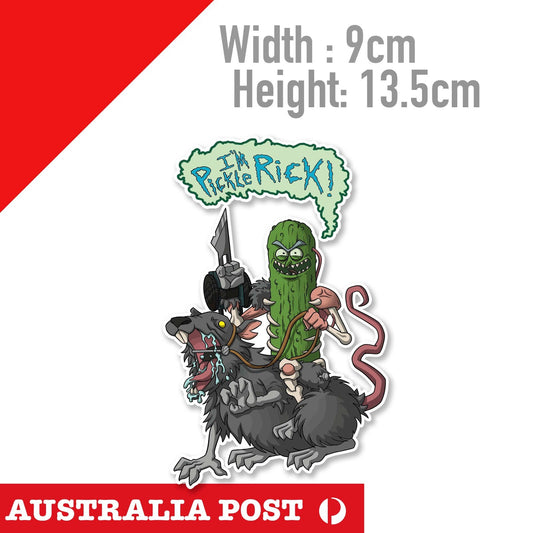 Rick and Morty Funny ,Pickle Rick on Rat  Sticker