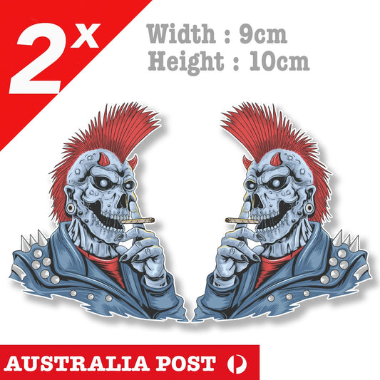 Mohawk Skull Punk Smoking, Skull Punk, Motorcycle,Evil Skull Sticker