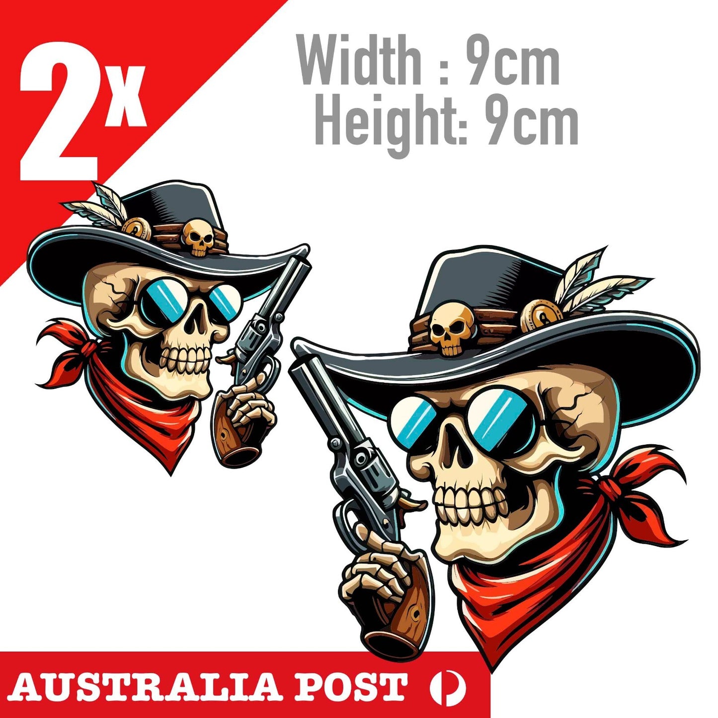Skull COWBOY With Gun Stickers