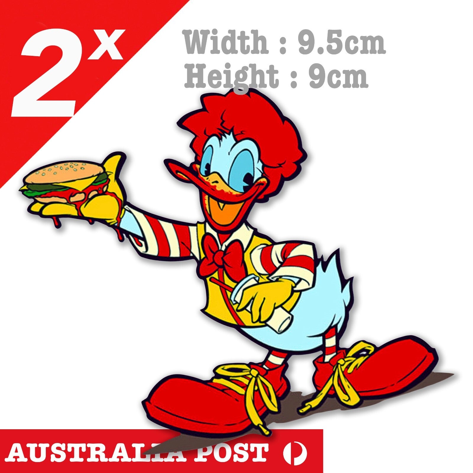 Disney Donald Duck McDonald Clown Funny Burger Vinyl Decal Sticker 
