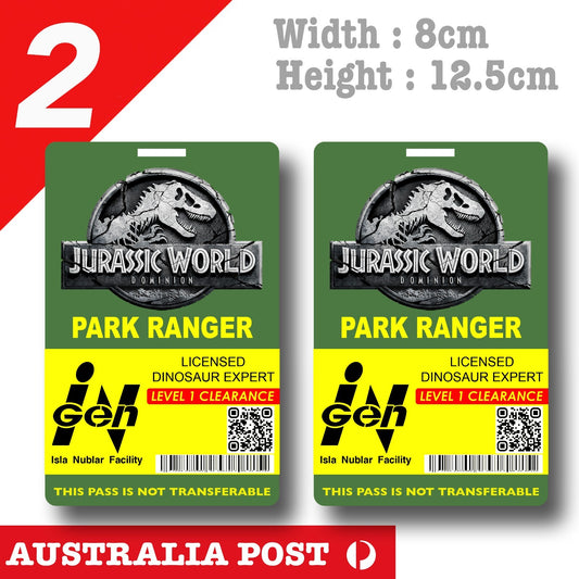 Jurassic World Dominion -  Park Ranger Green Pass  Decal Stickers
