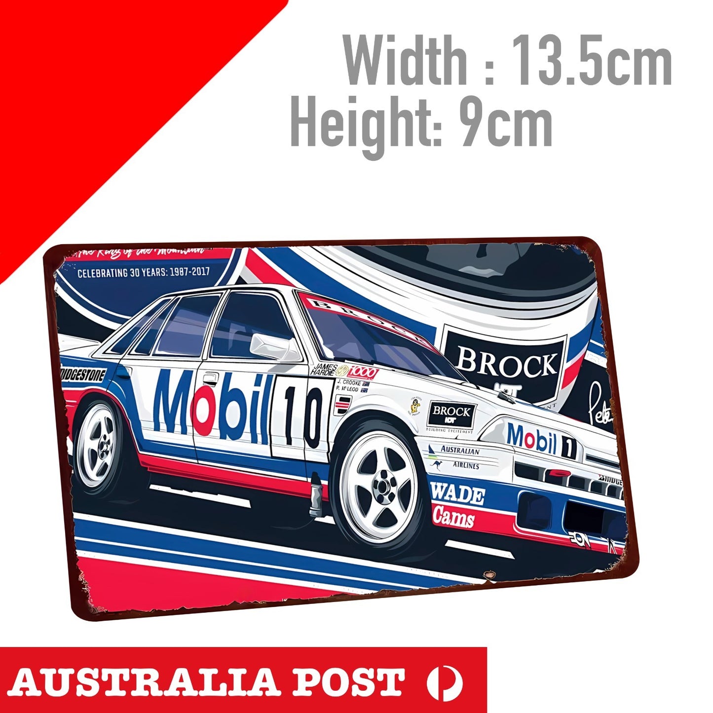 Vintage Mobil 10 Racing Car , Rustic Style Sticker