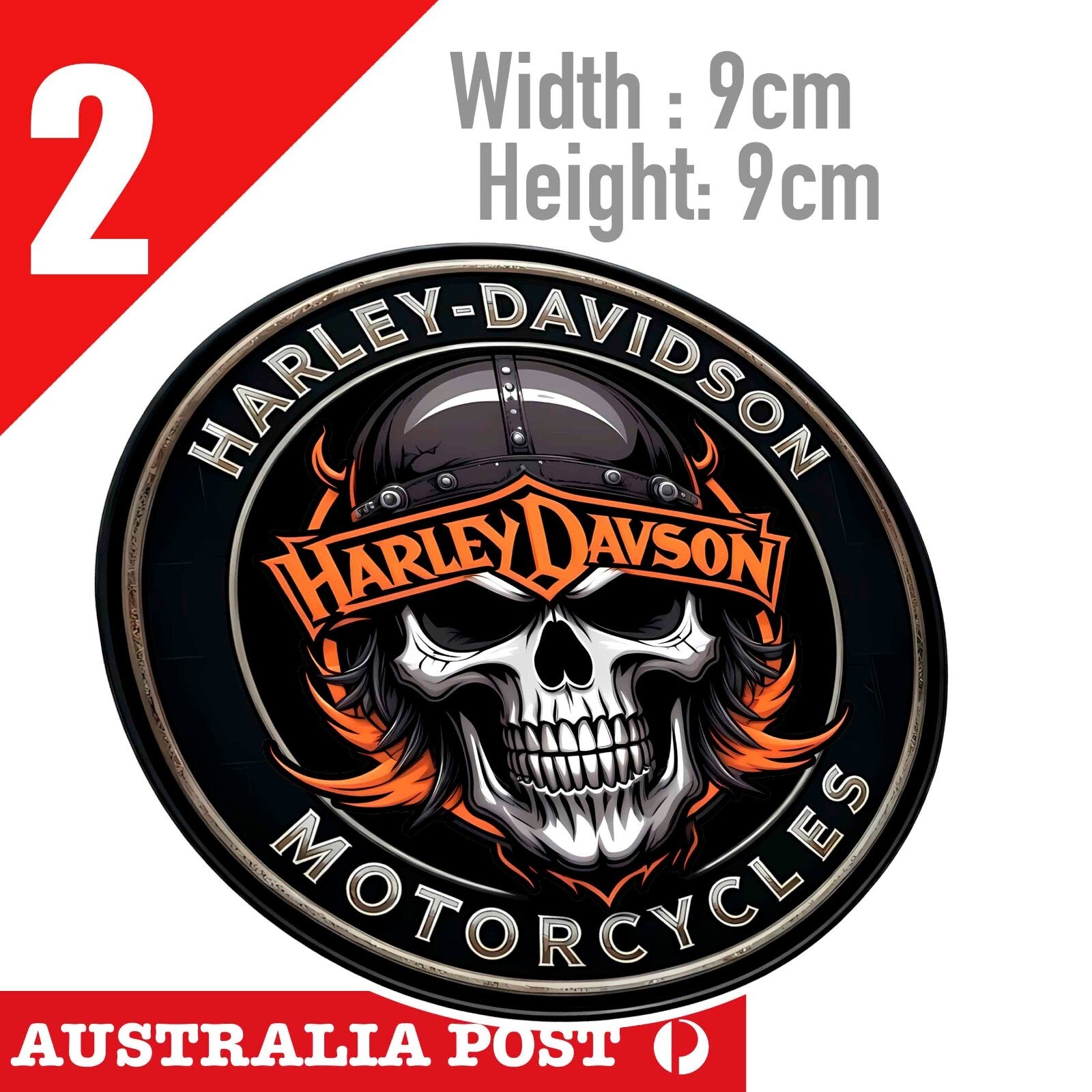 Harley Davidson Skull Flame Head,  Fuel Tank,Helmet Round  Sticker