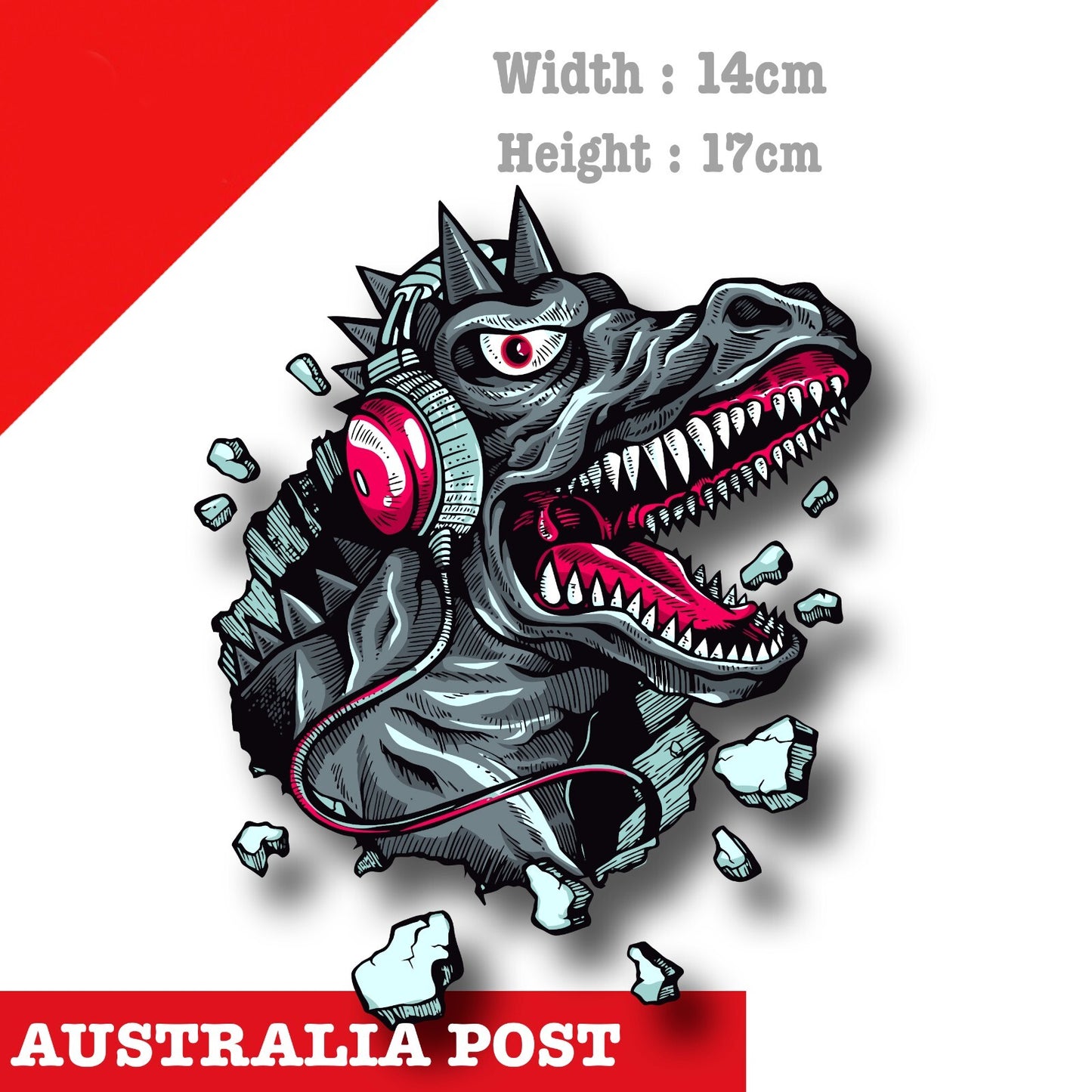 Godzilla Coming through wall with Headphones JDM Japan OSAKA Decal Stickers