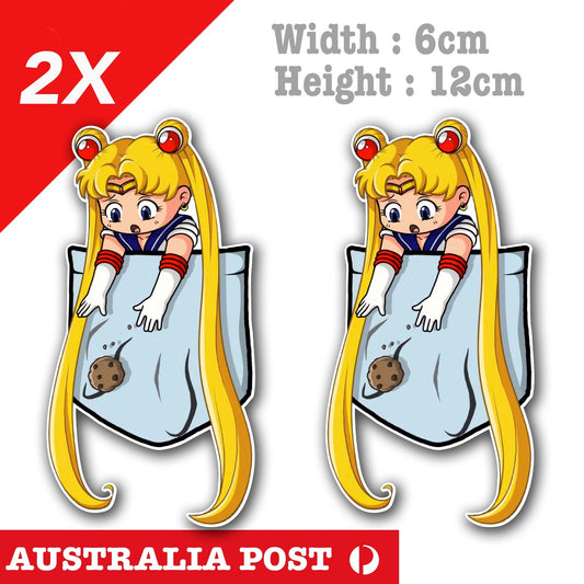 Sailor Moon Anime Girl Cute Pocket Decal Sticker
