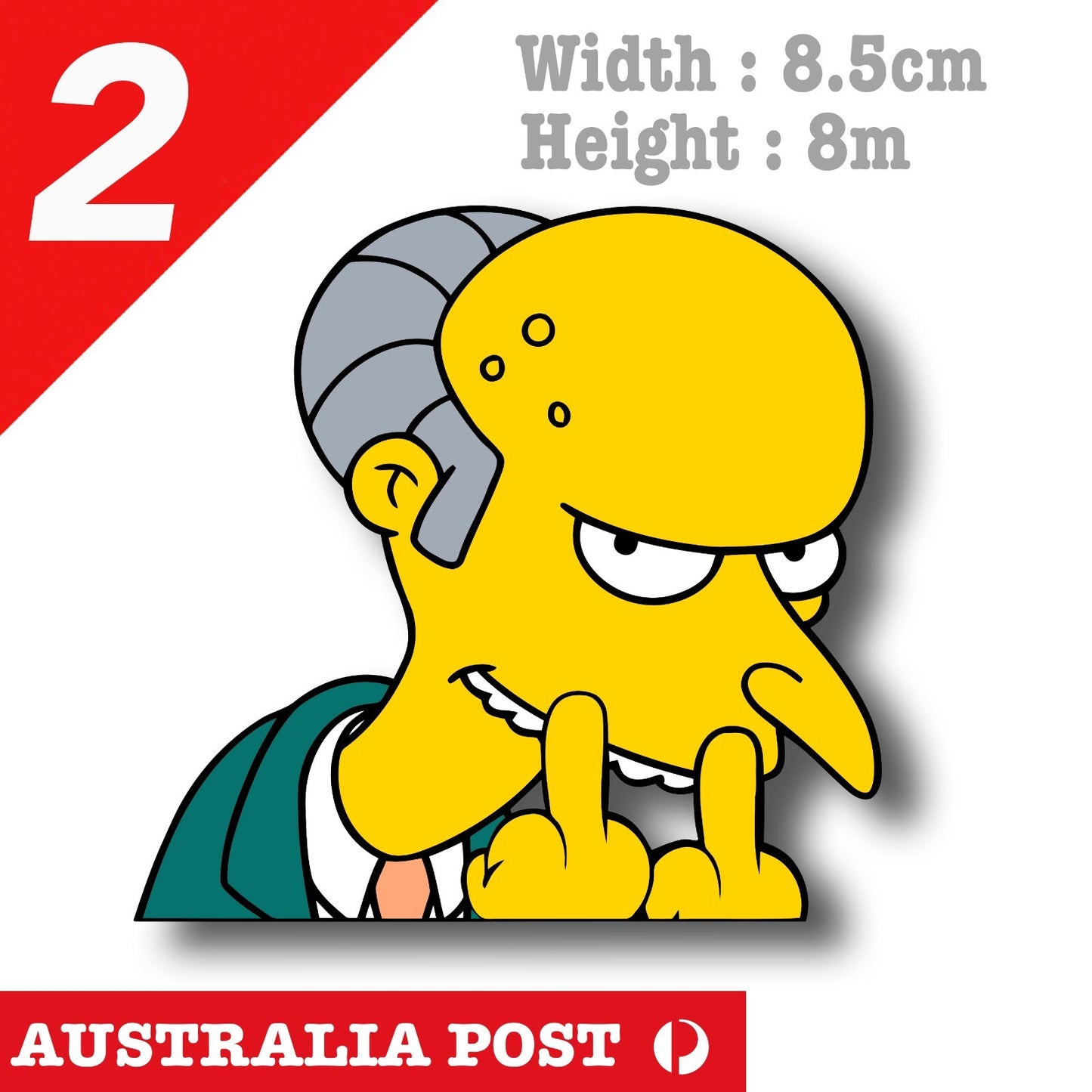 The Simpson Mr. Burns middle Finger Funny Car Window Sticker