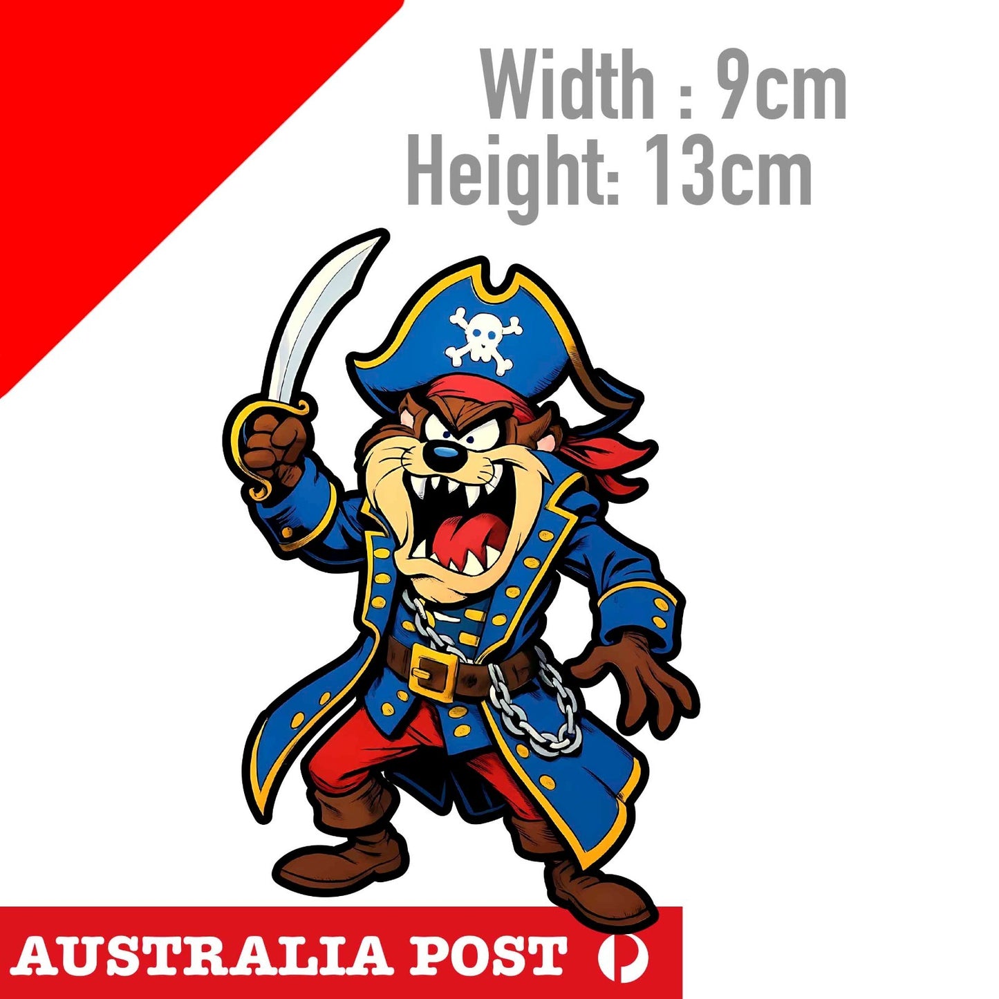 Pirate Tasmanian Devil Tornado , Looney Tunes TAZ Funny Cartoon Stickers