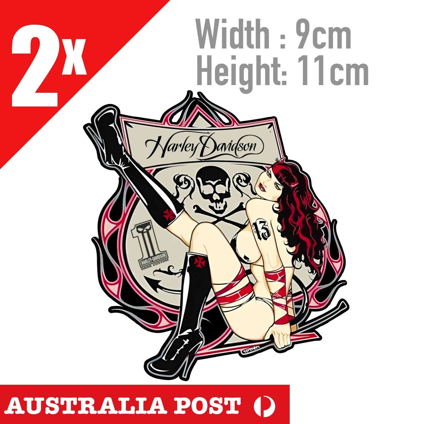 Harley Davidson Sexy Goth Girl logo Motorcycle Decal Stickers