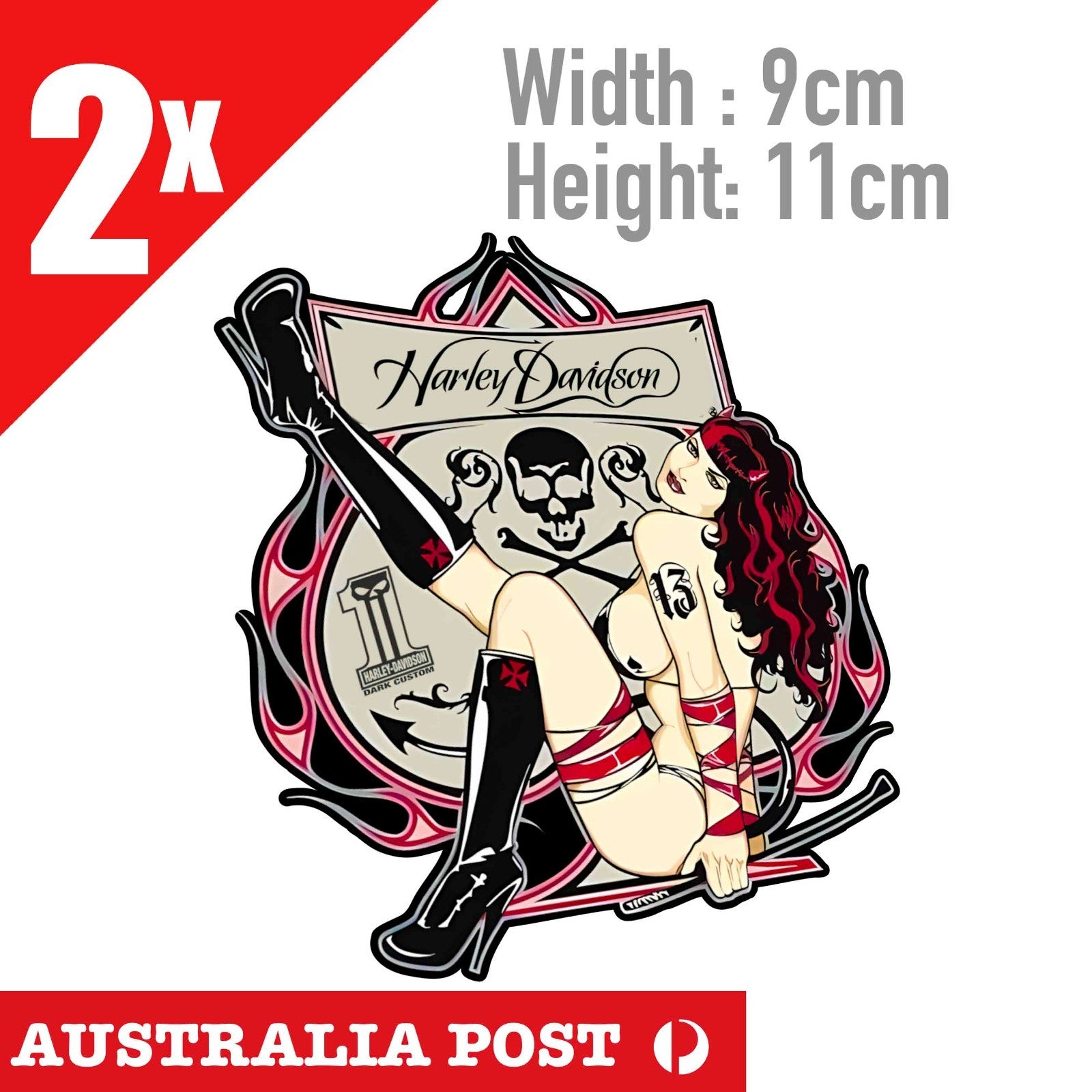 Harley Davidson Sexy Goth Girl logo Motorcycle Decal Stickers