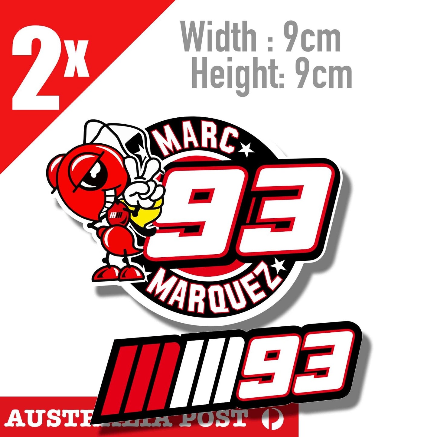 Marc Marquez 93 Motorcycle, MotoGP, Helmet  Logo Vinyl  Sticker