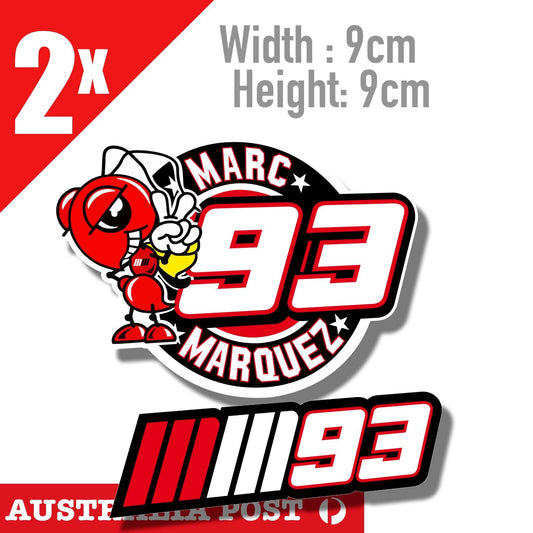 Marc Marquez 93 Motorcycle, MotoGP, Helmet  Logo Vinyl  Sticker