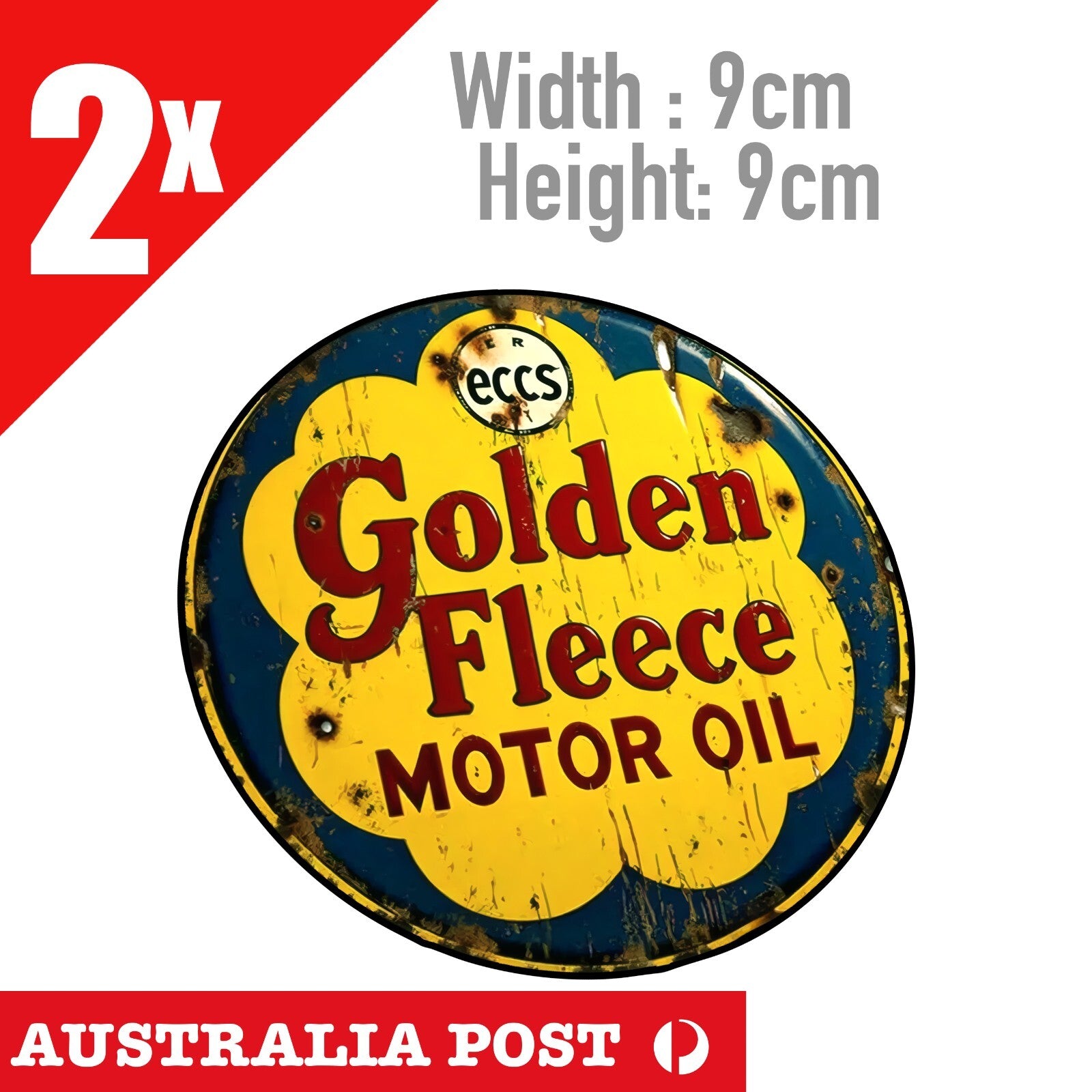 GOLDEN FLEECE Motor Oil Round damaged, Rustic Style Round  Stickers