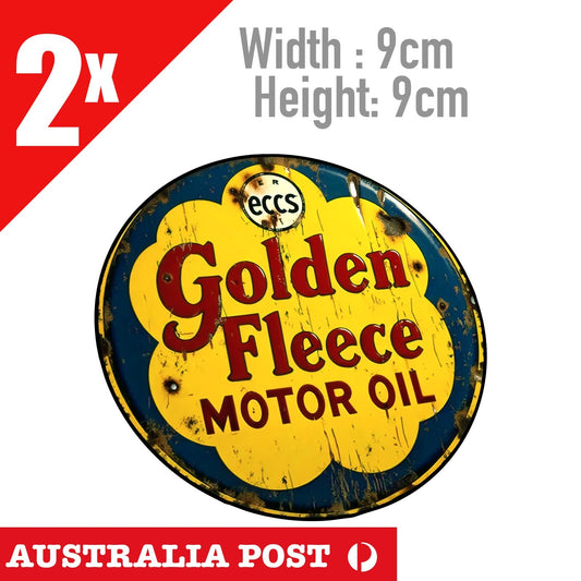 GOLDEN FLEECE Motor Oil Round damaged, Rustic Style Round  Stickers