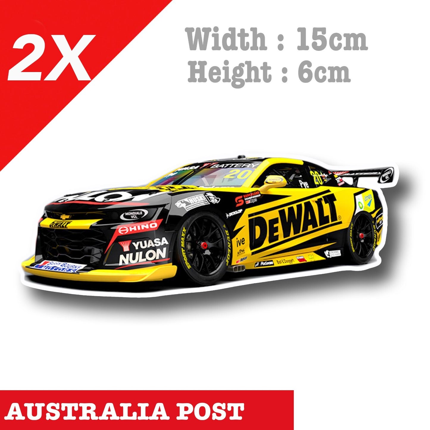 DEWALT V8 Supercars Chevrolet Camaro , Turbo Competition  Vinyl  Sticker 