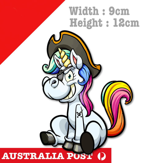 Pirate Unicorn Captain, Rainbow Pirate Unicorn, Funny Sticker