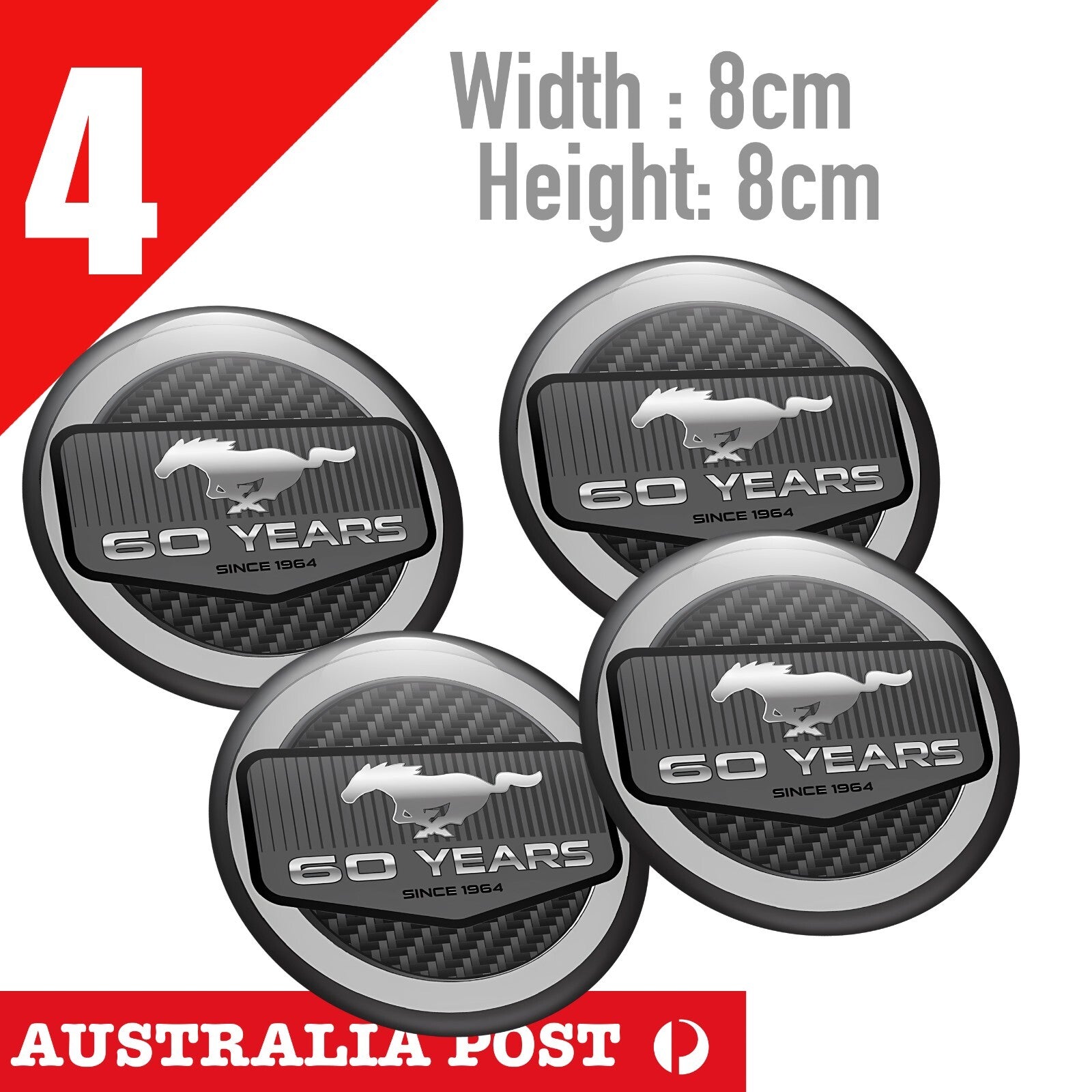 Ford Mustang Club 60 Years , Ford Mustang Pony Logo Stickers