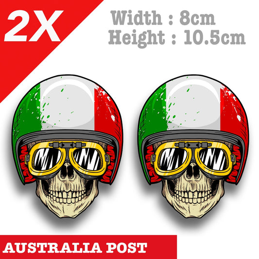 Italian Flag Helmet Skull Motorcycle Rider, Skull, Fuel Tank, Helmet Sticker