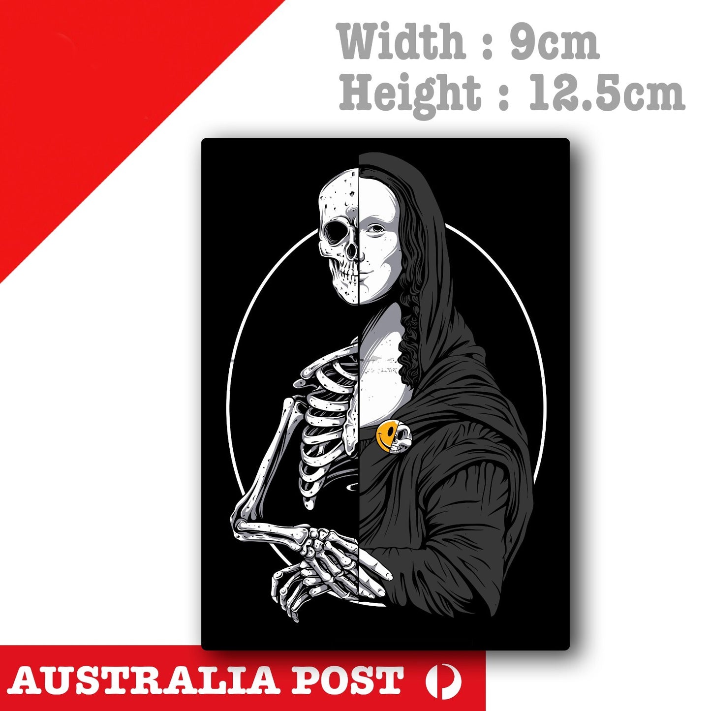Skull Monaliza Funny Skull Poster Sticker