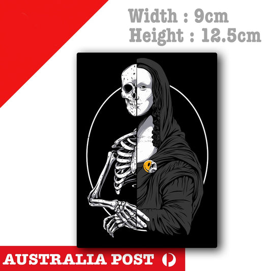 Skull Monaliza Funny Skull Poster Sticker