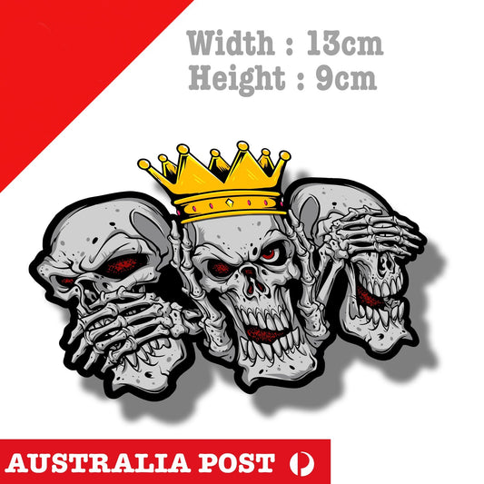 Evil Skull With Crown , Motorcycle Helmet, Fuel Tank, Skull Logo Sticker