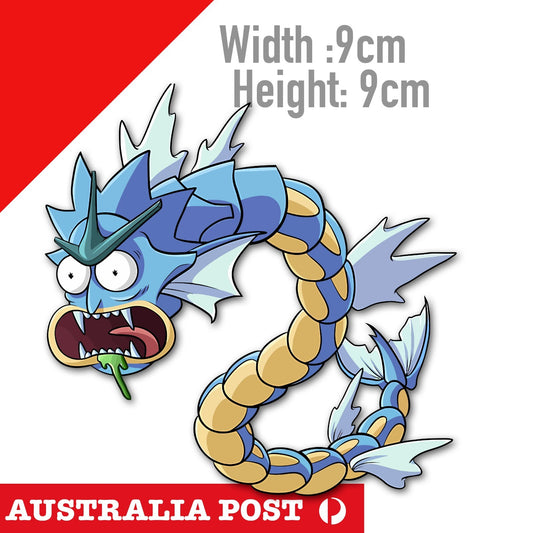 Rick and Morty, Pokemon Rick as Gyarados Monster Pokemon JDM Sticker