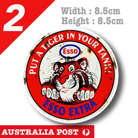 ESSO Oil Tiger Logo, Vintage, Rusted, Old Style Logo Sticker