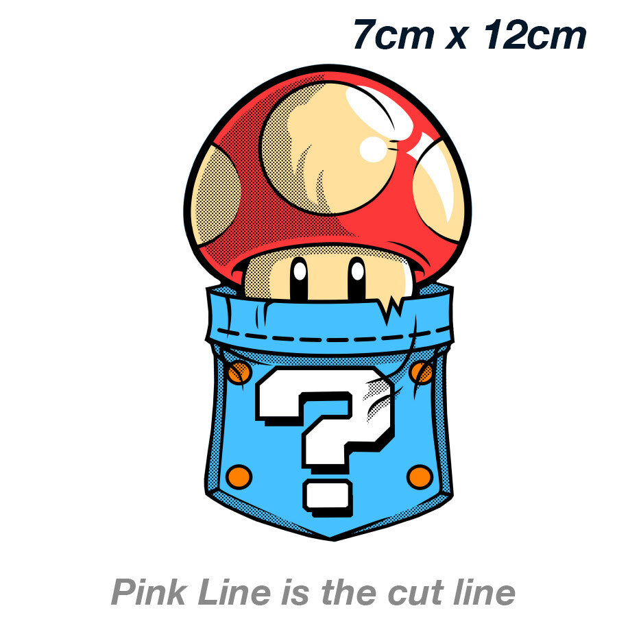 Super Mushroom from Super Mario Laptop , Car  Vinyl  Sticker 