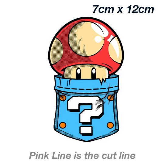 Super Mushroom from Super Mario Laptop , Car  Vinyl  Sticker 