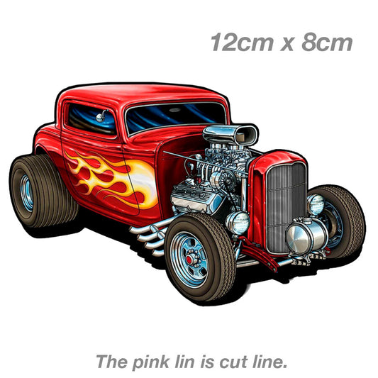 Trixies Hot Rod  Red Fire Laptop , Car  Vinyl  Sticker 