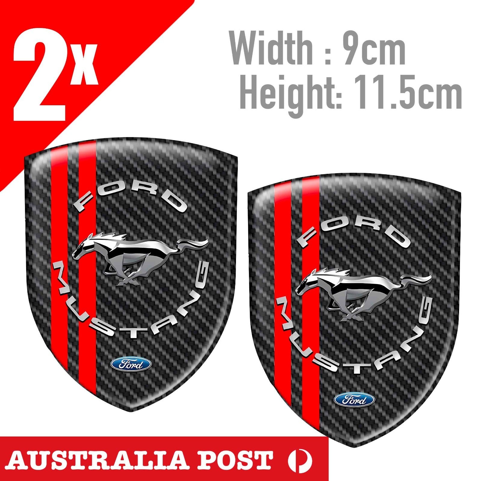 FORD MUSTANG RED Badge , FORD LOGO , Go Further Badge Sticker