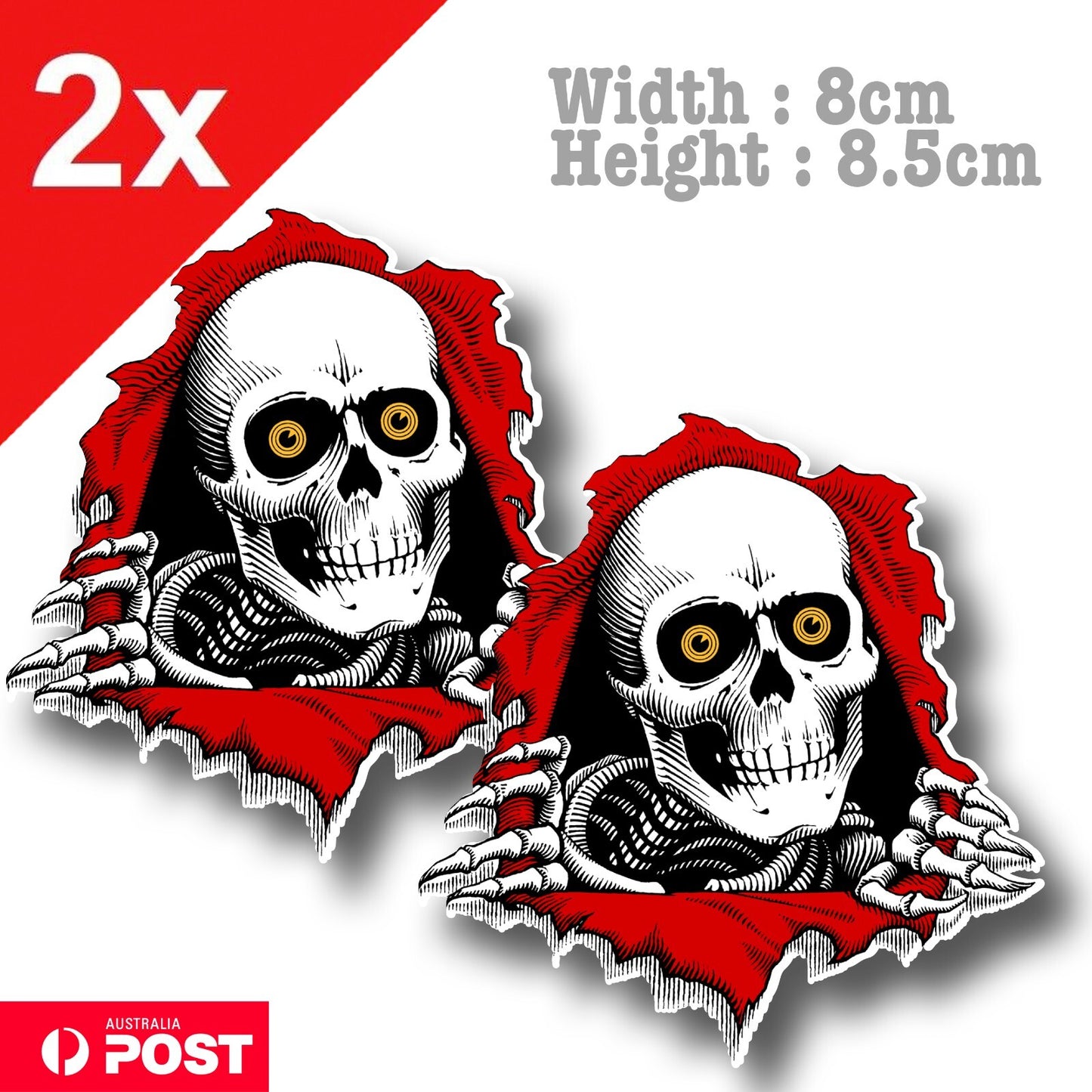 POWELL PERALTA RIPPER Skull  - Skateboarding Skull Sticker