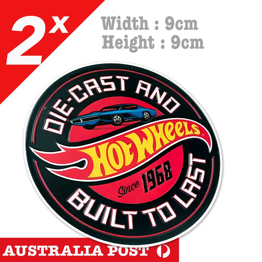 Hot Wheels DIE-CAST - BUILT TO LAST, Damaged, Vintage Style Badge Sticker