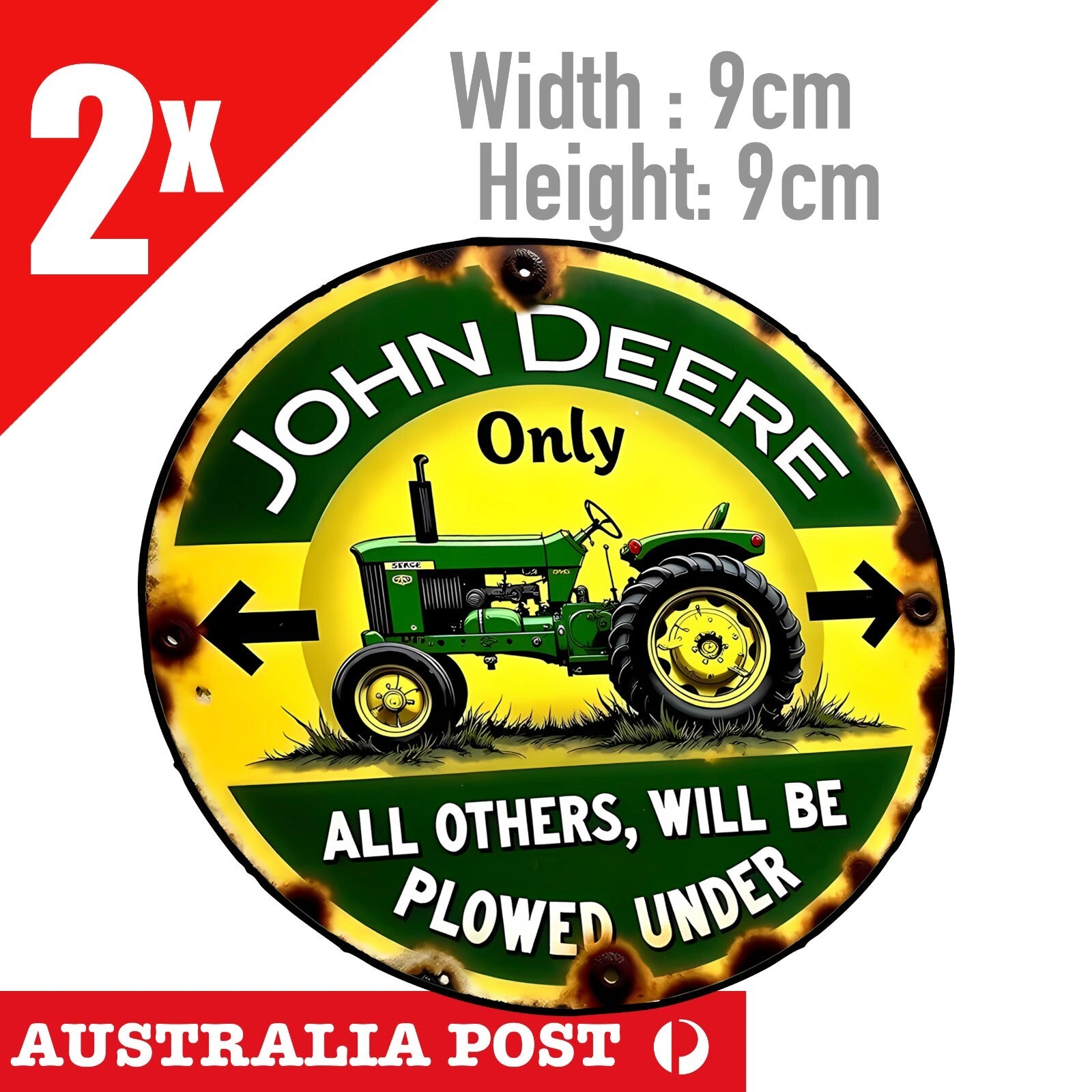 John Deer Tractor Rusted Round Sign, John Deere Rustic Sign Parking Sig Stickers