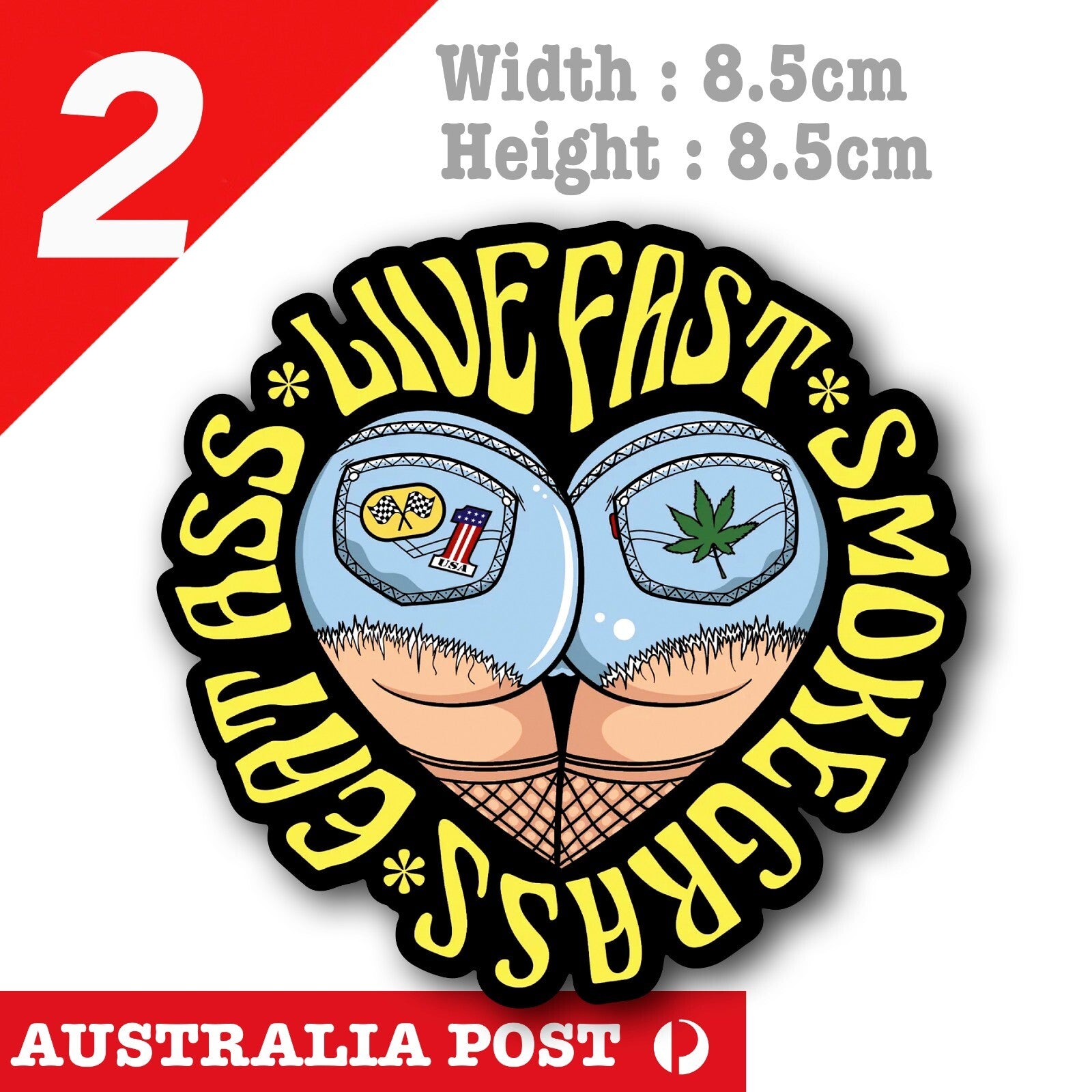 Funny Live Fast, Smoke Grass, Get A$$ Rude, Funny Rider  Sticker