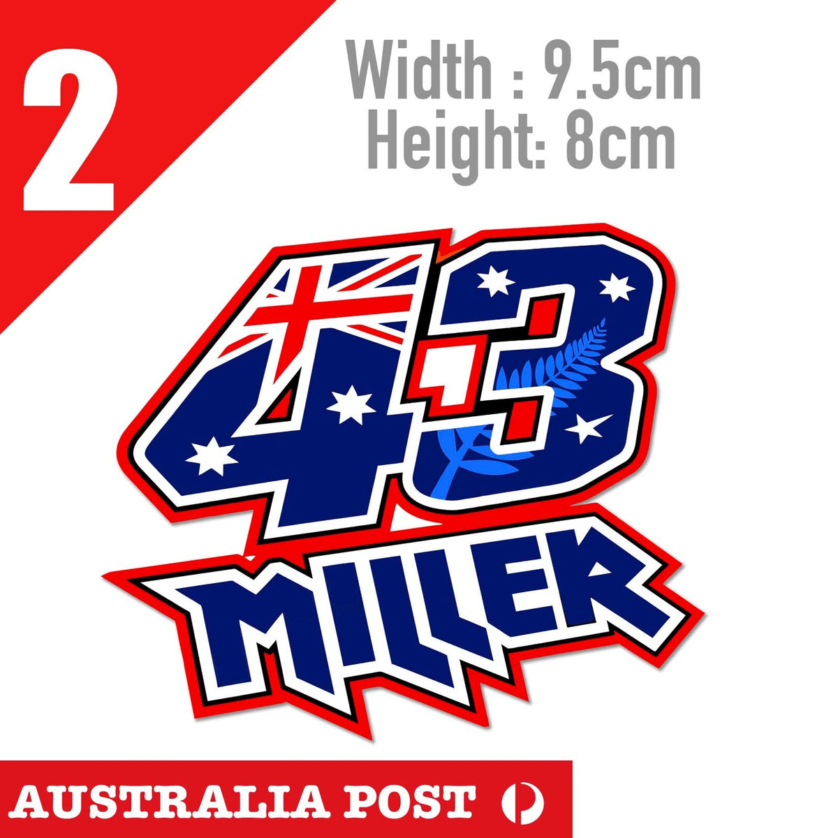 Jack Miller Number 43 , Australian Flag, MotoGo x2   Sticker