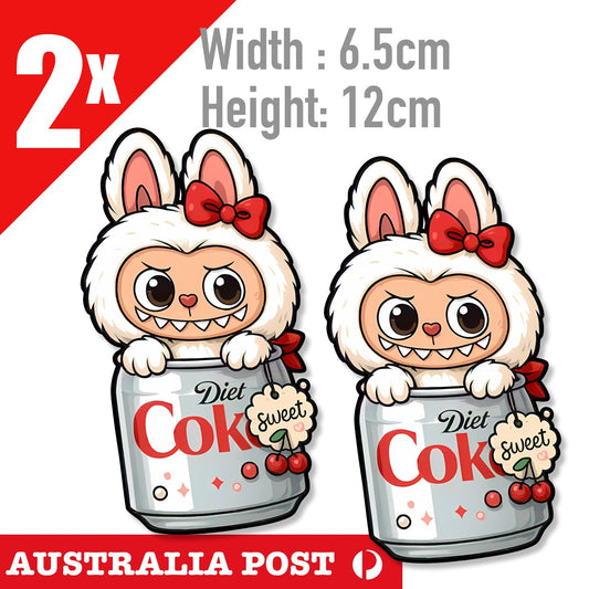 LaBUBU The Monsters ,Labubu Diet COCA COLA White Monster  STICKERs