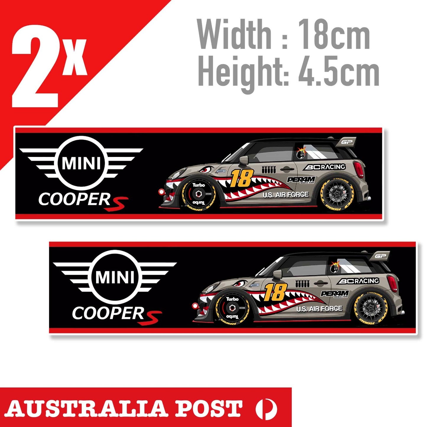MINI Cooper JOHN COOPERS WORKS JDM logo  Cooper S Racing WarHawk Banner Sticker