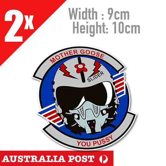 Top Gun SLIDER Helmet MOTHER GOOSE - YOU PU##Y Funny Decal Sticker