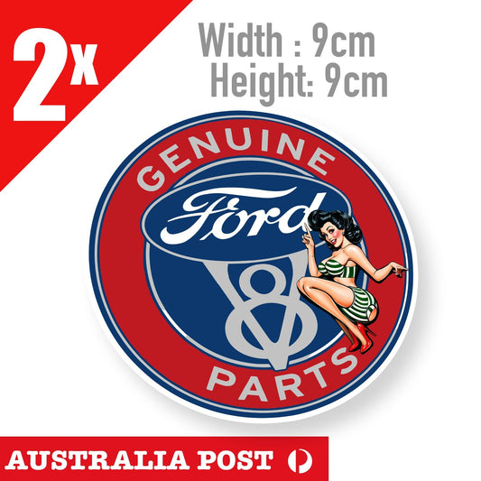 Ford V8 Parts Sign Sexy Pin Up Girl , Rusted Old Vintage Garage Sign Sticker