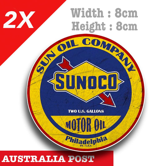 SUNOCO Motor Oil Vintage Old Rusted Round Logo, Engine Oil Logo Sticker