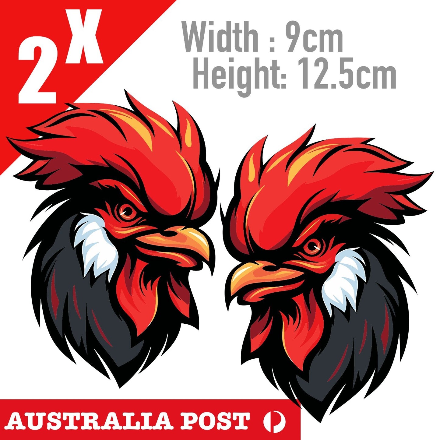 Angry Rooster Head, farm animal Stickers
