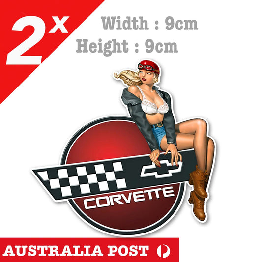 Chevrolet Corvette Logo Sexy Blonde Pin Up Girl Sticker