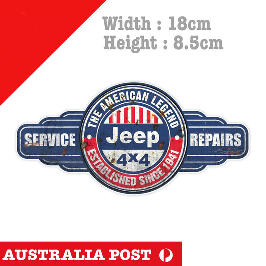 Jeep 4x4 American Legend Vintage Rusty Badge,Off Road, Service & Repair  Sticker