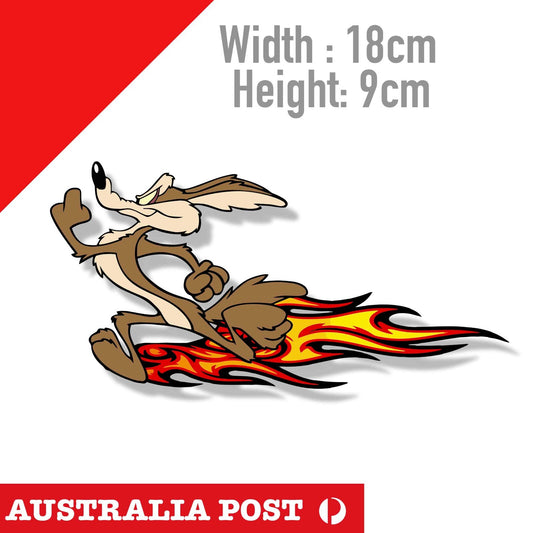 Road Runner and Wile E Coyote Cartoon Flame Stickers