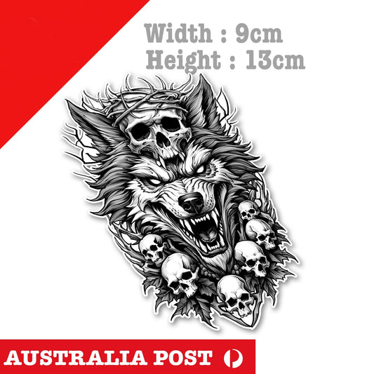 WOLF Skull King Crown Decal  Stickers