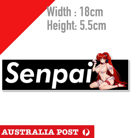 Senpai Anime Sexy Girl Black  JDM Slap Black Hentai Red Head Sexy Girl Sticker
