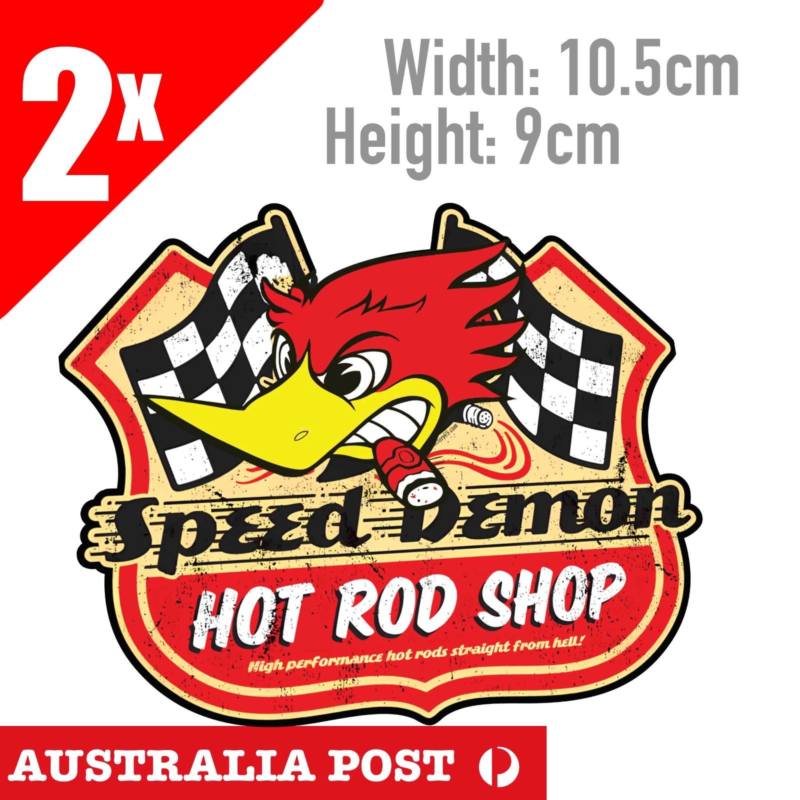 SPEED DEMON Hot Rod Shop Angry Duck Head Logo Sticker
